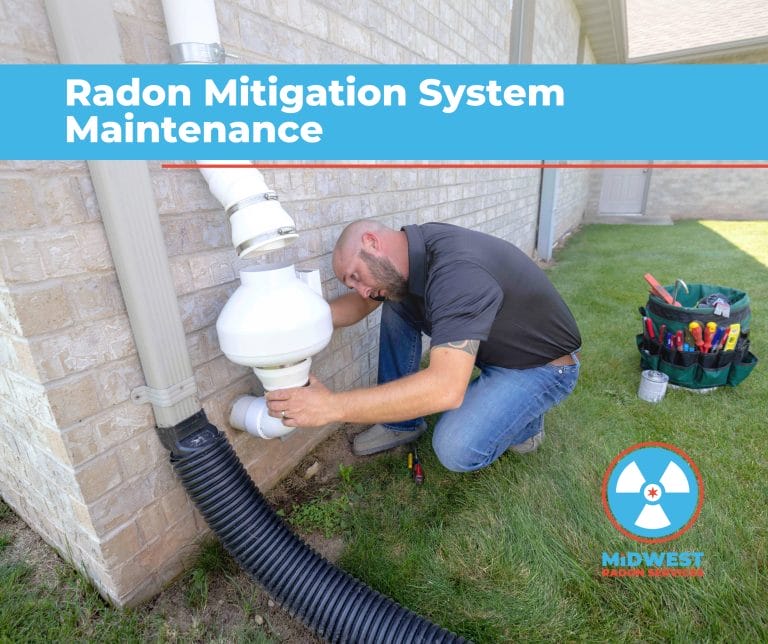 A colored radon mitigation system installed in Chicagoland
